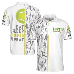 Custom Name Eat Sleep Tennis and Repeat Men's Polo Shirt