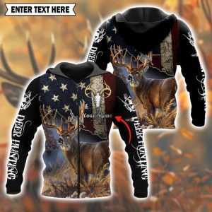 Personalized Deer Hunting Hoodie – 3D All Over Printed Camo Pullover with Custom Name, Outdoor Gift for Hunters, Gift for men