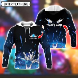 Custom Name Hoodie, Sweater, Polo, T-Shirt, Blue Bowling Personalized Gift for Friends, Family & Bowling Lovers Gift, Gift For Man