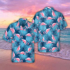 Flamingo Hawaiian Shirt, Bird Button Shirt