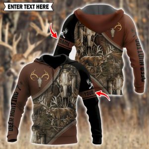 Custom Deer Hunting Hoodie – 3D All Over Printed Camo Pullover with Personalized Name, Outdoor Apparel for Hunters