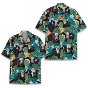 Tropical Cow Hawaiian Button Down Shirt