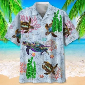 Turtle Fly Beach Hawaiian Shirt Turtle Hawaiian Shirt Sea Turtle Aloha Beach Shirt