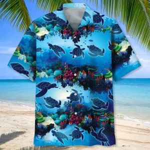 Turtle Ocean Hawaiian Shirt Unisex Summer Beach Casual Short Sleeve Summer Vacat