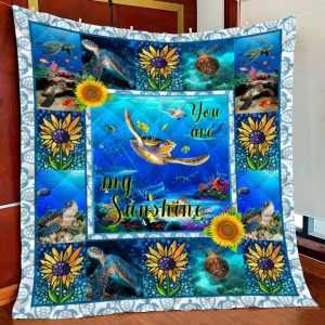 Turtle You Are My Sunshine Fleece Blanket Quilt Blanket For Bed
